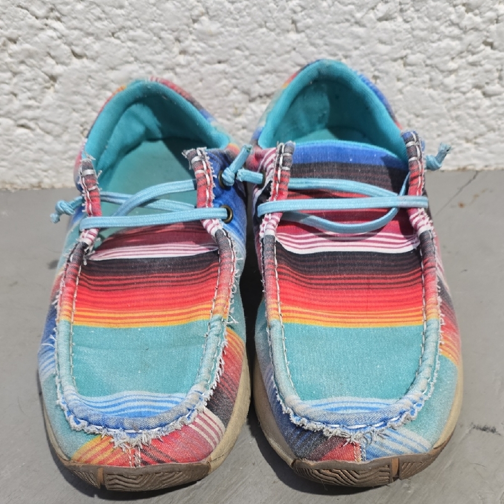Vibrant Striped Womens Moccasins Size 11
